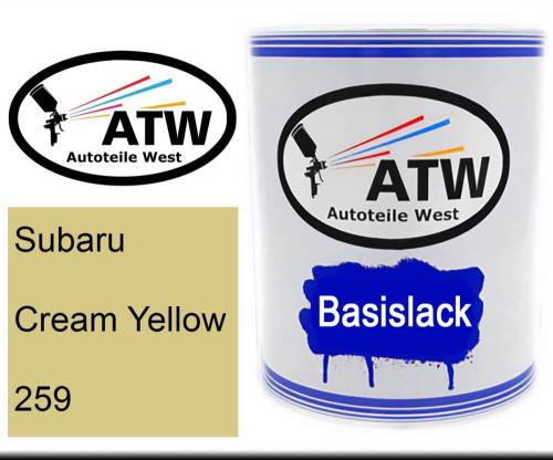 Subaru, Cream Yellow, 259: 1L Lackdose, von ATW Autoteile West.